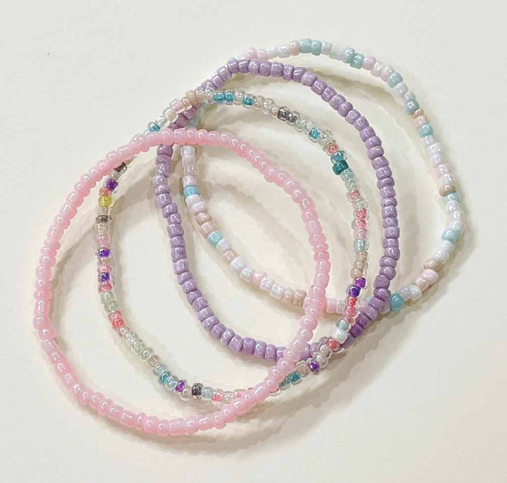 ZEBRA PATH 4 pieces Pastel Beaded Bracelet Set for Women & Girls | Handmade Elastic Seed Bead Bracelets | Cute Stackable Multicolor Jewelry | Minimal Aesthetic Everyday Accessories | Y2K Jewellery | Pinterest Bracelets