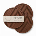 HOMMAVEN Silicone Trivet Mats, Set of 3, Heat and Slip Resistant, Multipurpose Non-Slip Hot Pads for Kitchen Potholders, Jar Opener, Spoon Holder, Food Grade BPA Free, 6.5mm Extra Thick, (Brown) Kafalo