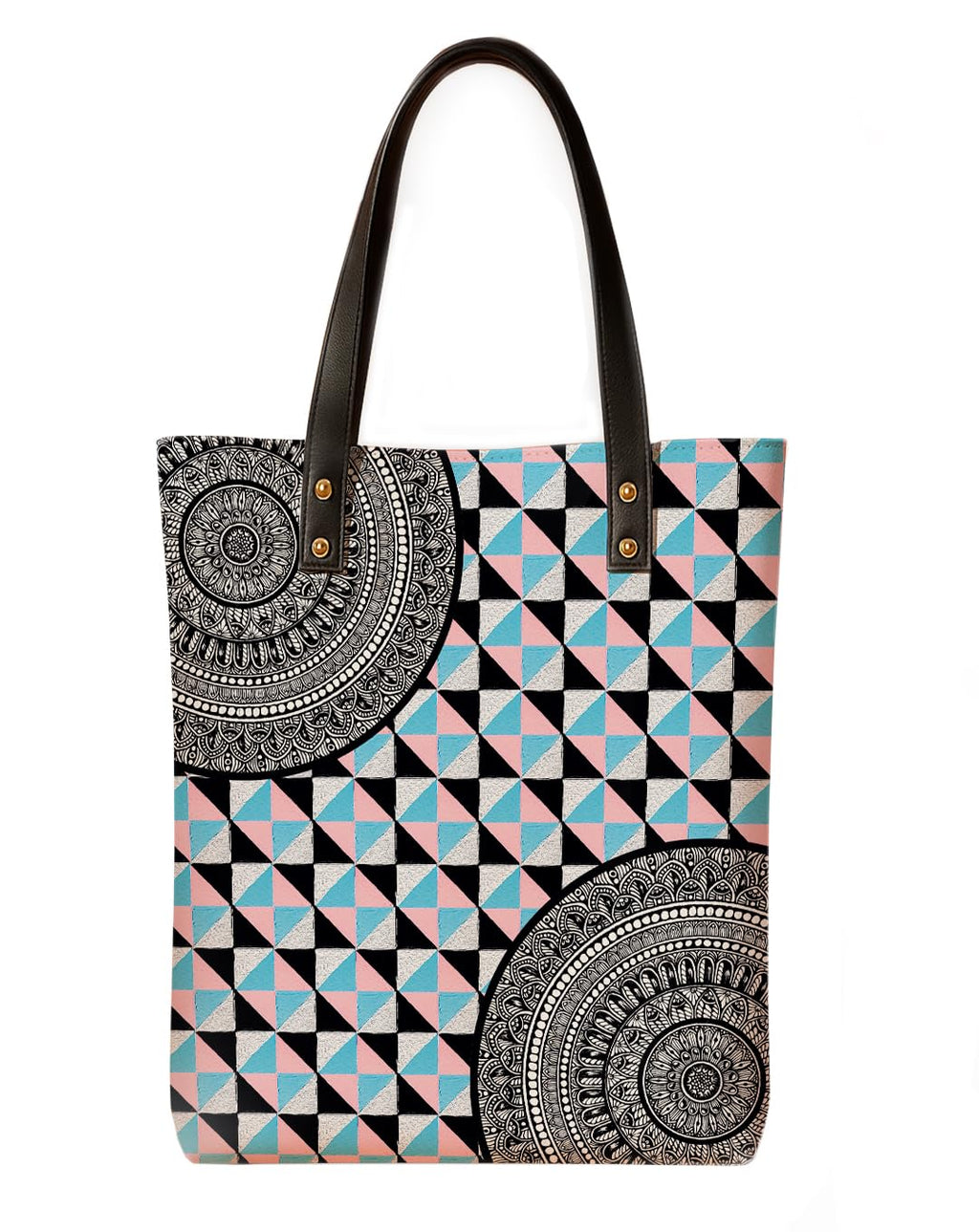 Kalankit Classic Tote Bag For Women | Canvas Printed Totes For Women | Aesthetic Shoulder College Bag For Girls | Vegan Leather | Lightweight Everyday Handbag | Gift for Woman | Checkered Chevron