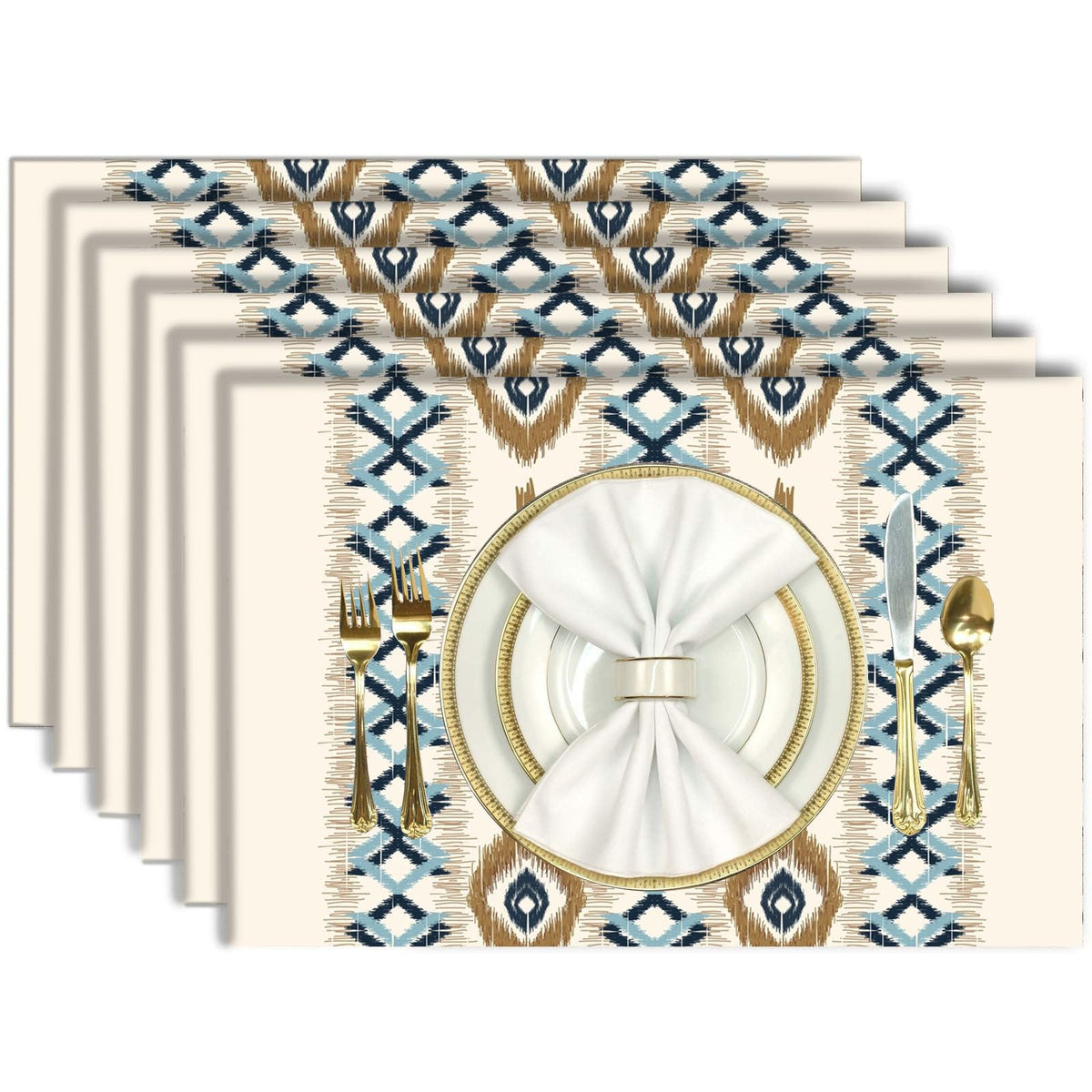 Furnishya Dining Table Mats Set of 6- Elegant & Machine Washable Dining Table Mats 6 Pieces - Decorative Accessories for Daily Use Kafalo