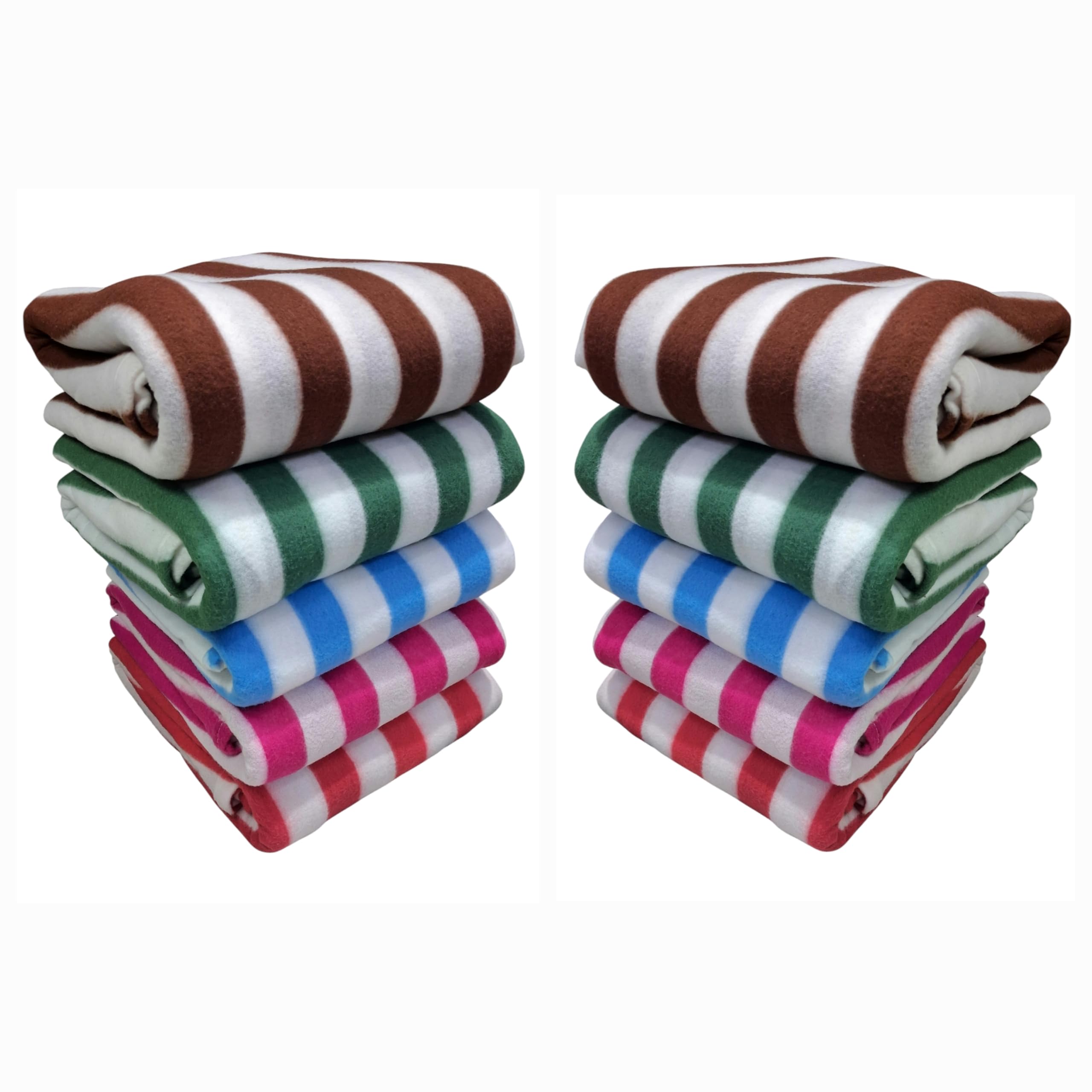 MAMRAJ Polar Fleece Blanket Single Bed – Stylish Striped Soft Fleece, 58x88 Inches, Skin Friendly (Set of 10, Stripes) Kafalo
