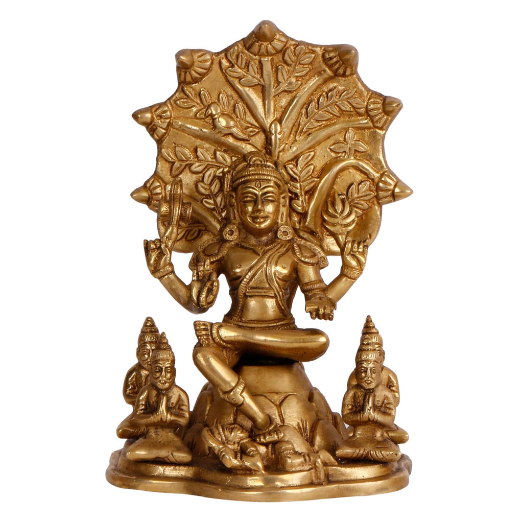 ARTVARKO Brass Dakshinamurthy Shiva Shankar God Shiva as a guru Teacher of All Types of Knowledge Brass Statue Height 9 Inches