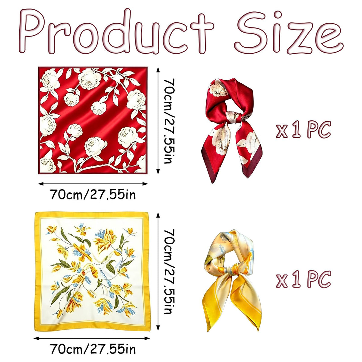 lahaia 2PCS Silk Scarf for Women Stylish, Bandanas for Women, Bandana Scarf