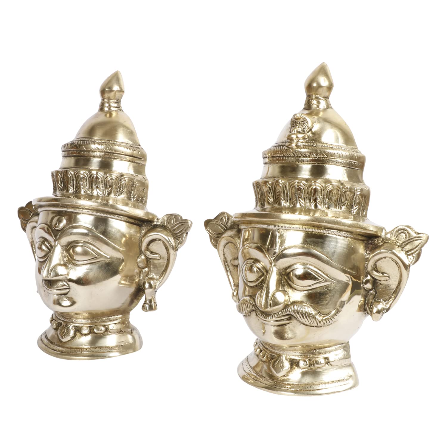 ARTVARKO Brass Shiva Parvati Face Head Murti Shiv Parvathi Statue Shivaratri Mahashivaratri Mahadev Idol for Pooja Home Decor Showpiece God Sculpture Height 8.5Inches