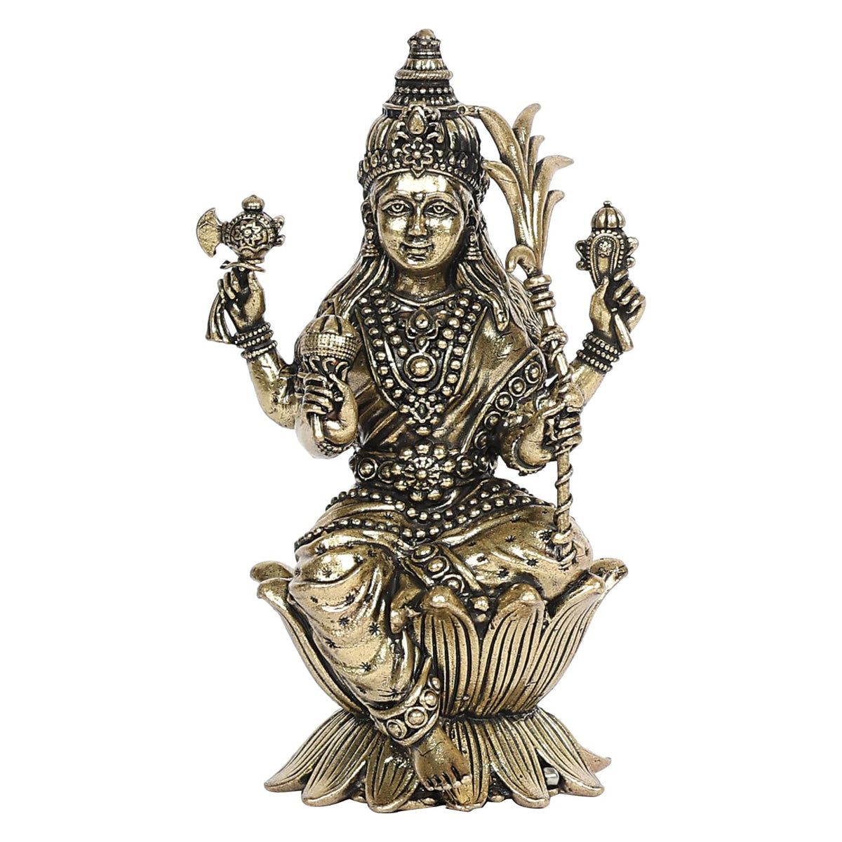 ARTVARKO Brass Goddess Rajarajeshvari MATA Lalitha Devi Statue for Home Decor Puja Mandir Temple 4 Inch