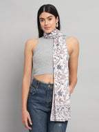 Ravaiyaa - Attitude is everything Women White & Multi Hand Block Floral Printed Cotton Scarf 71 X 21 Inch