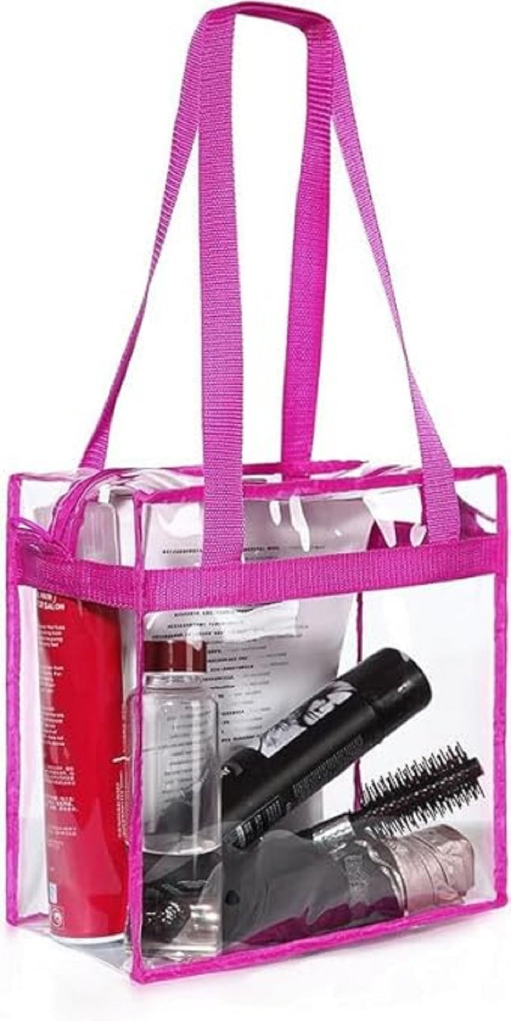 Clear Tote Bag, Stadium Security Approved, See Through Handbag Purse, Transparent Messenger Bag with Zipper Closure Crossbody Shoulder Bag with Adjustable Strap (30x30x16 CM) (Pink)
