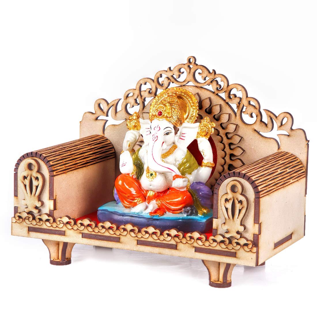MS ENTERPRISE Art and Craft Wooden Temple Beautiful Plywood Mandir Pooja Room Home Decor Office (Traditional)