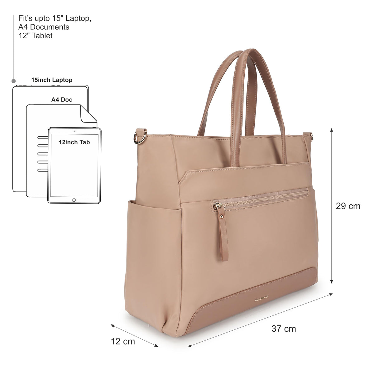 Fastrack Nylon Edit laptop Tote | Nylon Women’s Bag | 2 Compartments, 15 Padded Laptop Sleeve, Bottle Holders, Trolley Sleeve & Dual Carry Straps