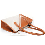 Carrylux Women's Soft & Lightweight Tote Bag | Handbag | 14-inch Laptop Space | Ivory & Tan (Ivory)