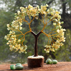 Crystu Certified Green Jade Stone Tree, 300 Beads Crystal Tree Stone Tree Showpiece
