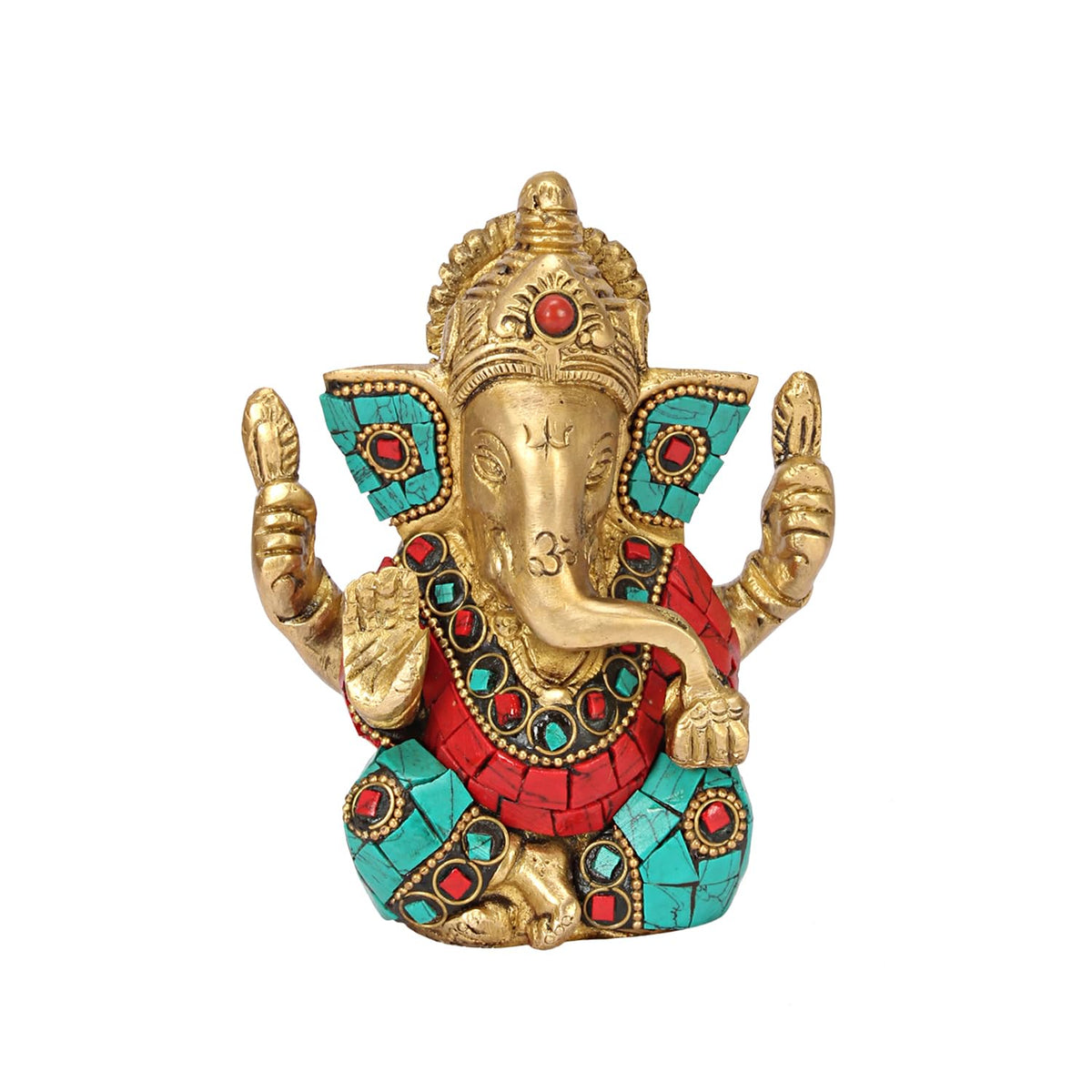ARTVARKO Brass Ganesha Bhagwan Idol God Ganesh Ganpati Sitting Statue Idol Sculpture for Home D?cor Office Gift Height 4.5 Inch