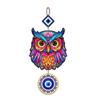 Artvibes Owl and Evil Eye MDF Wood Wall Hanger Ornaments For Vastu For Home Decoration | Livingroom | Spiritual Decor Items | Wall Illustrations | Ethnic Wall Decor | Wall Art Print (WH_8507N)