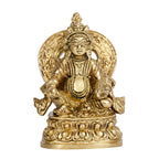 ARTVARKO™ Brass Lord Kuber Maharaj Sitting on Lotus Singhasana Treasure Wealth Murti Statue for Tijori Locker Money Safe Kubera Idol 3.5 Inch