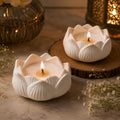 FairyBucket™ Lotus Scented Candle with Reusable Concrete Tea Light Holder | Vanilla Fragrance Soy Wax Candle | Handcrafted White Lotus Candles for Home Decor, Bedroom, Living Room & Gifting