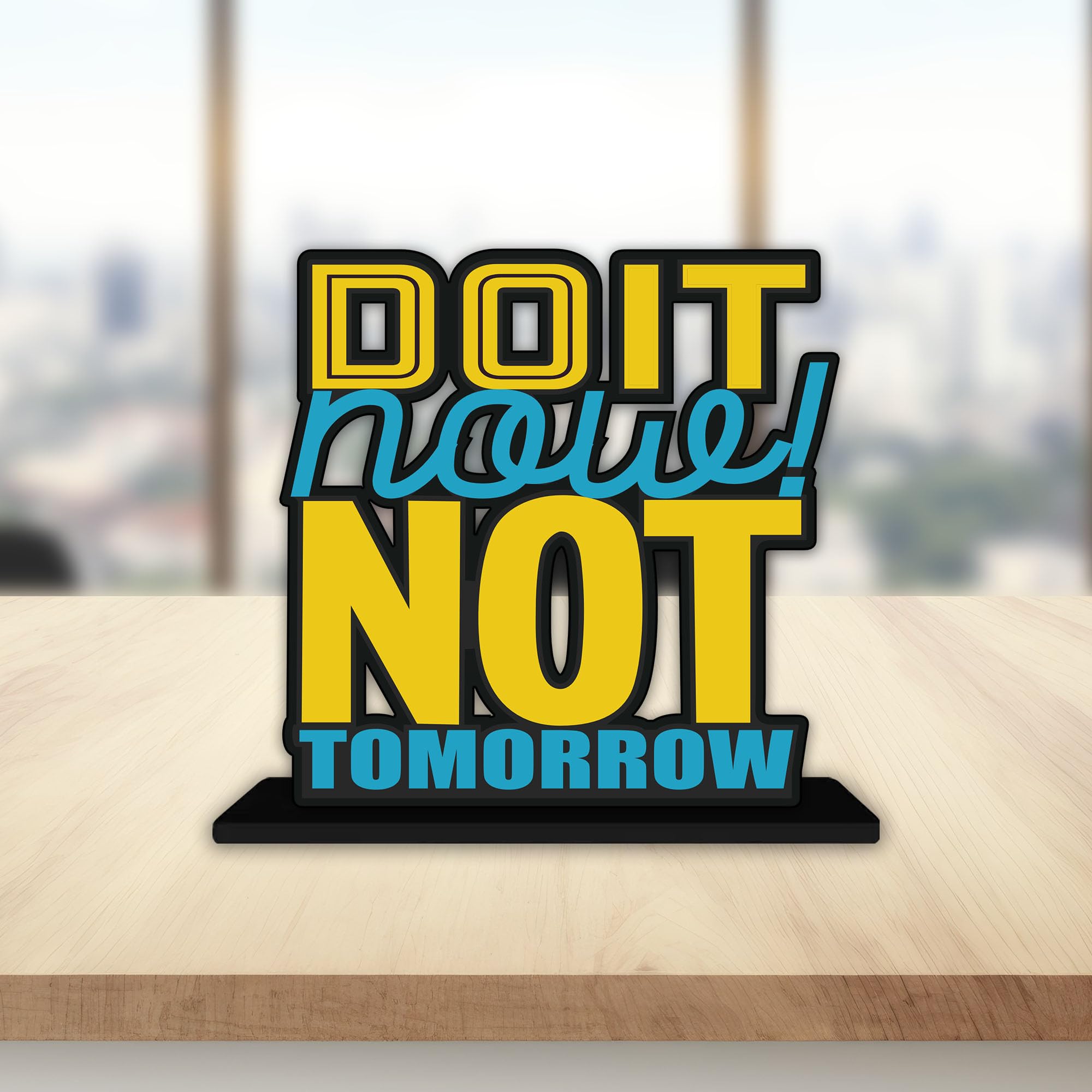 Artvibes Wooden Idols and Figurine Do It Now Not Tomorrow Quotes Table Decor for Office Desk Alphabet Showpiece | Home Decoration | Living Room | Modern Gifting Item (Sp_1155)