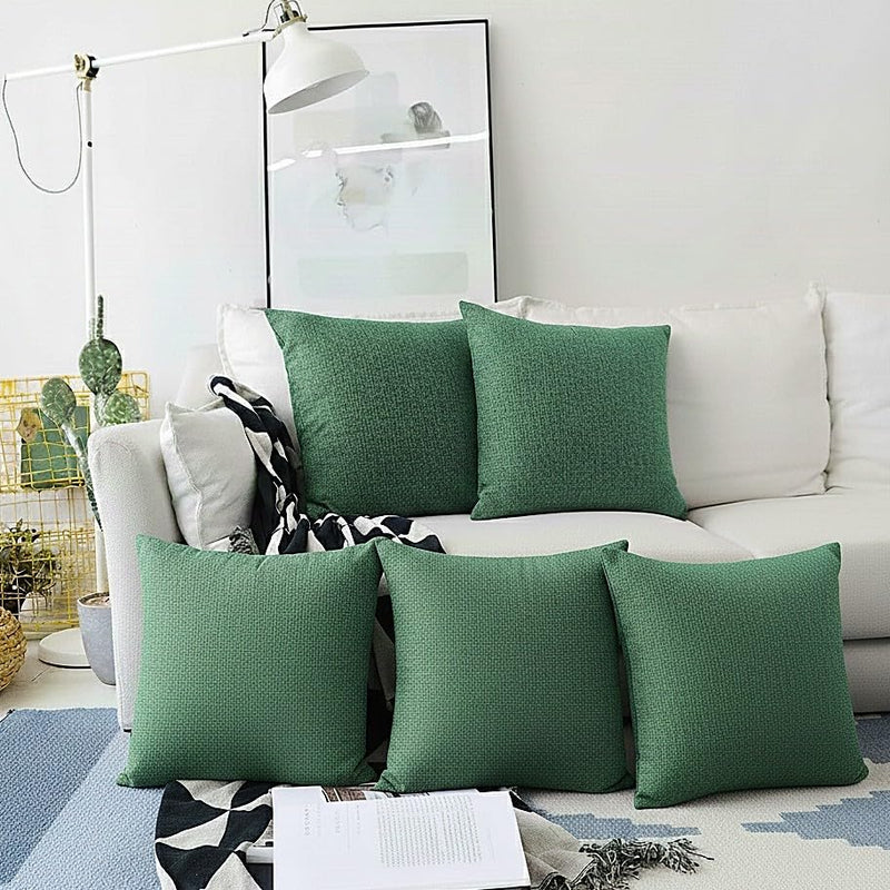 Khooti Jute Cushion Cover | 16x16| Green | Set of 5 | Throw Pillow Cover for Couches, Chairs, Sofas, Beds, Coffee Tables, Living Rooms, Bedrooms, Modern Boho Design