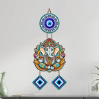 Artvibes Shri Ganesh Evil Eye Protection Wall Hanging for Home Entrance | Nazar Battu MDF Wall Decor | Positive Energy Vastu Art for Living Room | Hallway | Office & Balcony | Gift Item (WH_8555N)