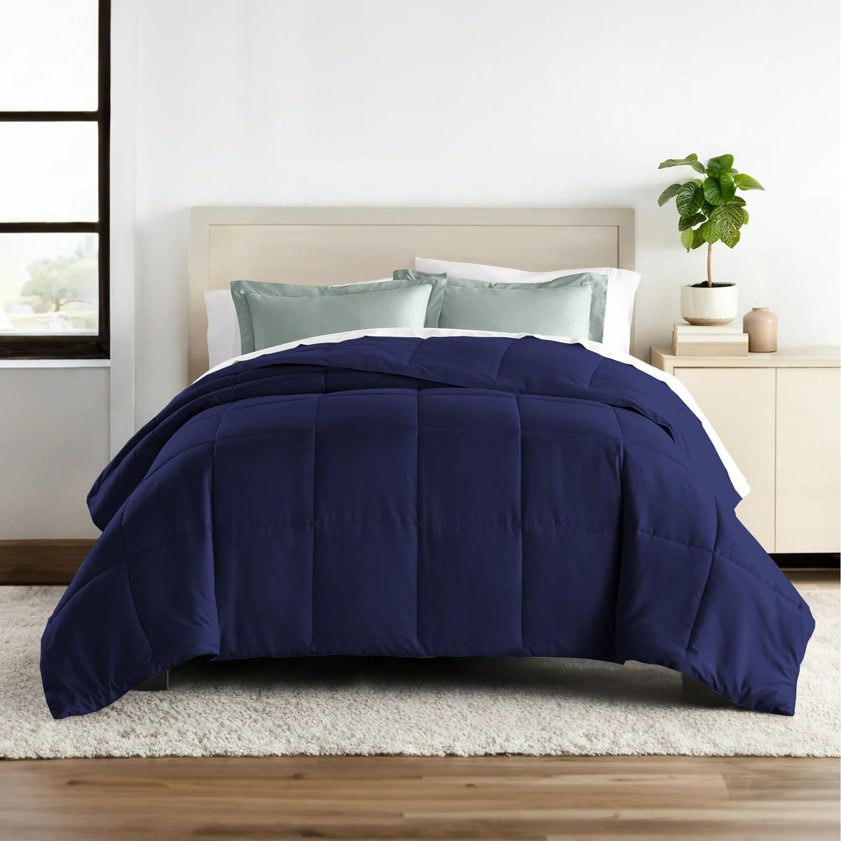 ALISHIBA CASA Hotel Collection 150 GSM All Season Comforter Single Bed AC Blanket/Quilt/Rajai Soft & Breathable Microfiber Lightweight (60 X 90 Inches) - Single Bed Comforter - Navy Blue Color Kafalo