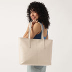 Fastrack Casual Tote Bag For Girls, Large Size With A Zipper Closure And Padded Laptop Compartment, Compatible With Laptops Up To 15 Inches, Double Handle Tote Bag, Beige