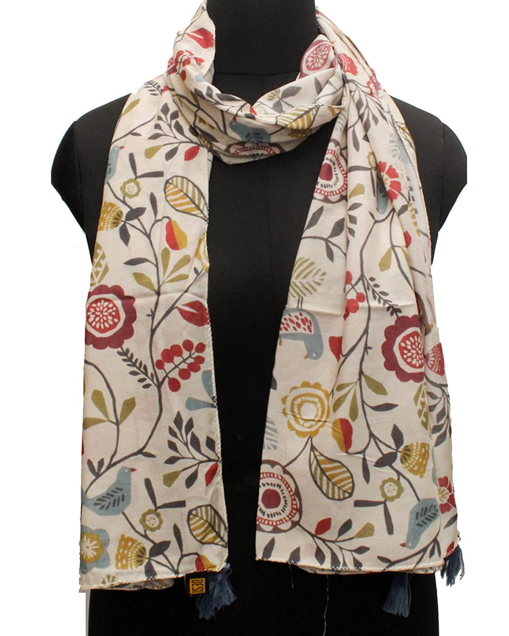 DESI BUTIK Classy Muslin Printed Cream Women Stylish Light-weight Scarves/Stoles for women SCARF10