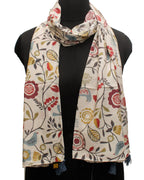 DESI BUTIK Classy Muslin Printed Cream Women Stylish Light-weight Scarves/Stoles for women SCARF10