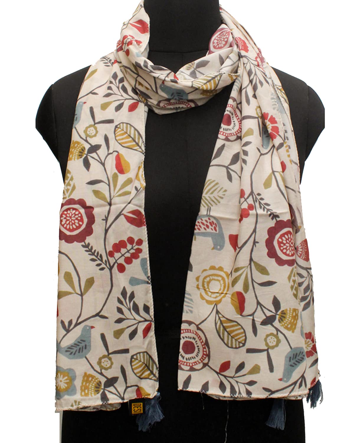DESI BUTIK Classy Muslin Printed Cream Women Stylish Light-weight Scarves/Stoles for women SCARF10
