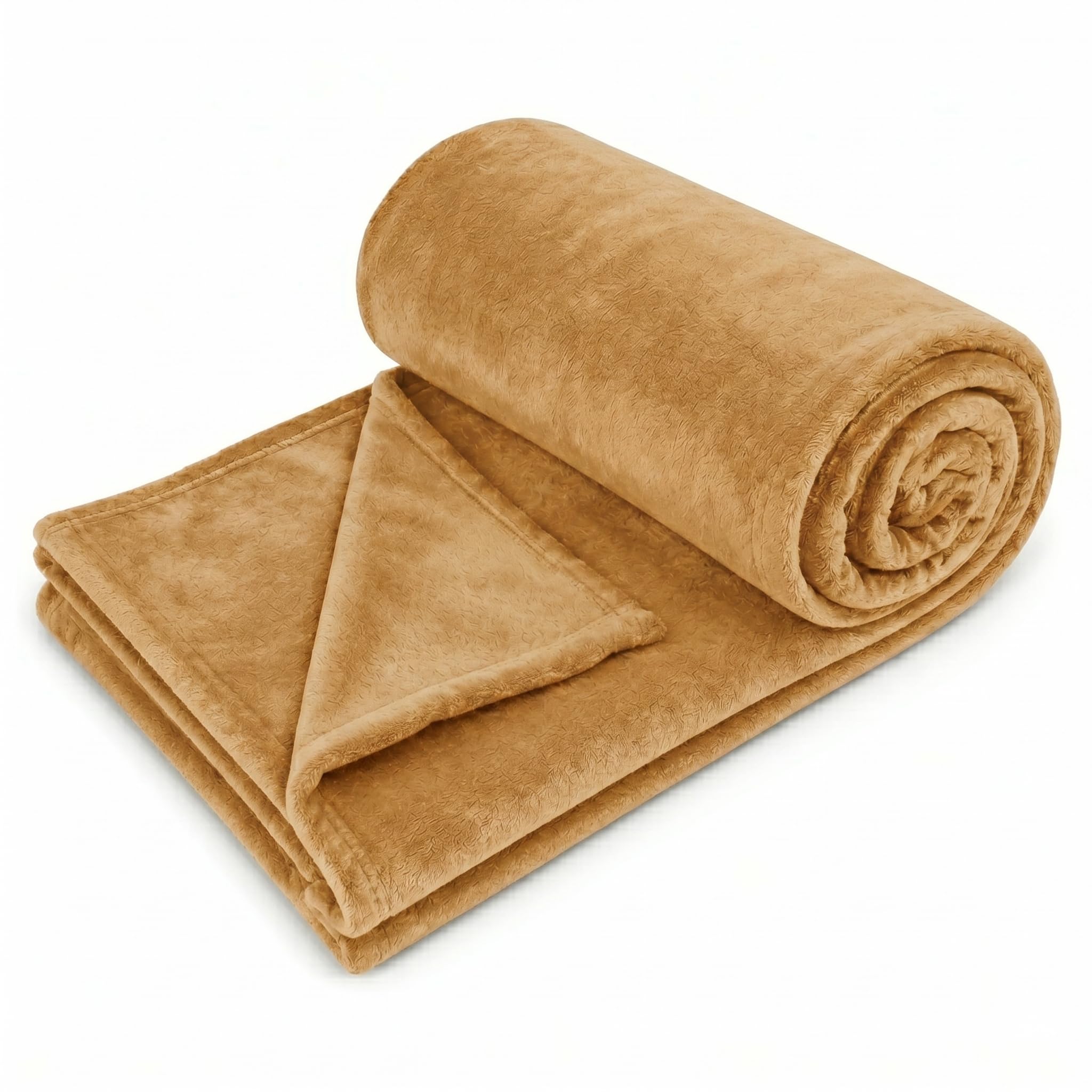 CB HOME Super-Soft All Season Fleece Single Blanket Cozy Comfort Fleece Blanket Ultra-Soft Fluffy & Warm, 60 X 90 Inches (Brown) Kafalo