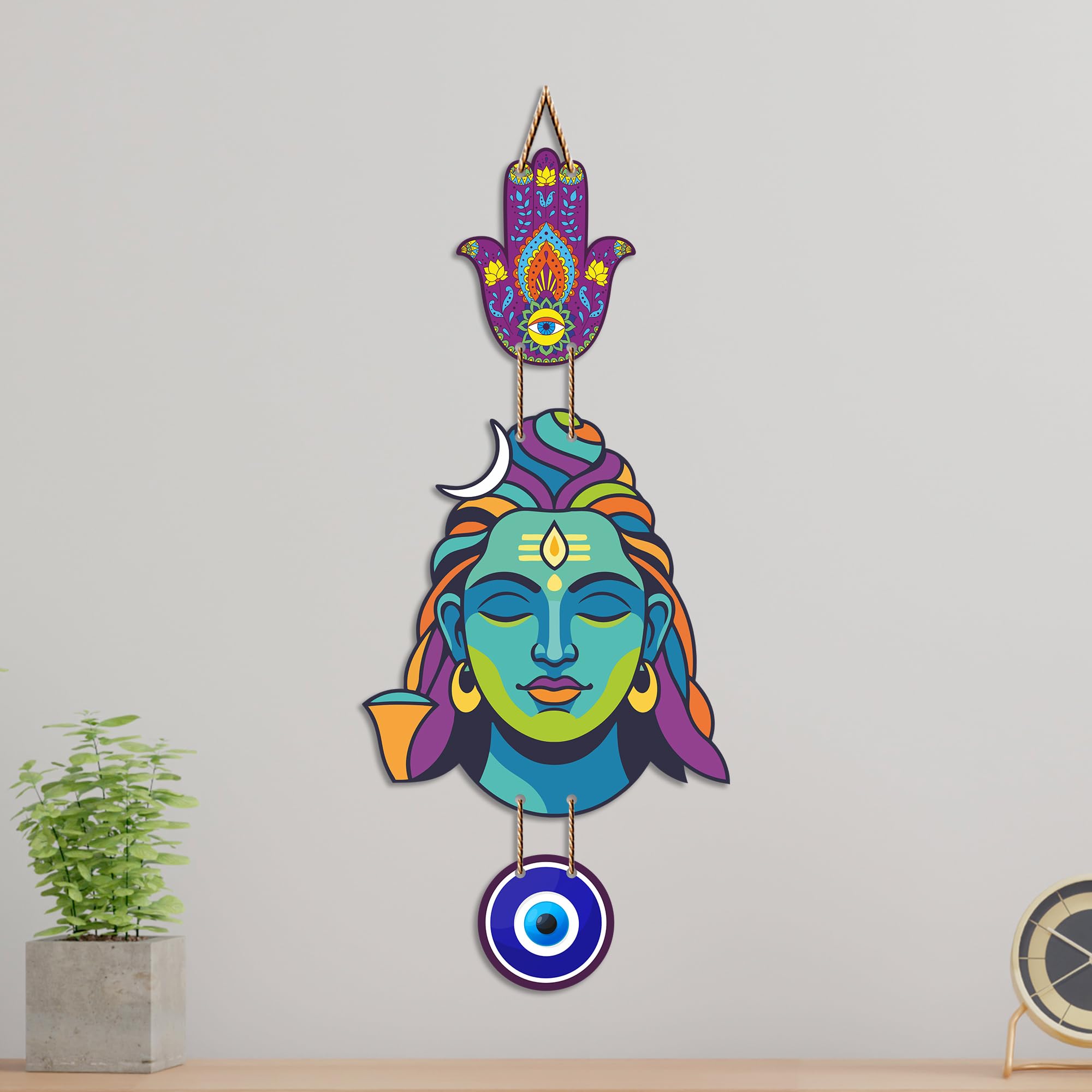 Artvibes Lord Shiva Evil Eye Wall Hanging for Home Temple & Entrance | Spiritual MDF Wall Decor | Meditation Room Vastu Wall Art for Living Room | Office & Main Door | Gift Item (WH_8587N)
