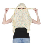 7 season's Cotton Short Scarf Cum Mask scarves Usable for vehicle Driver | Multi Colour Printed Design (Yellow- S Music)