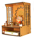 9br® Home Pooja Mandir for Home Temple for Home and Office Puja Mandir for Home Wall Mounted with LED Spot Light Size (H- 15.5, L- 11.5, W-11 in)