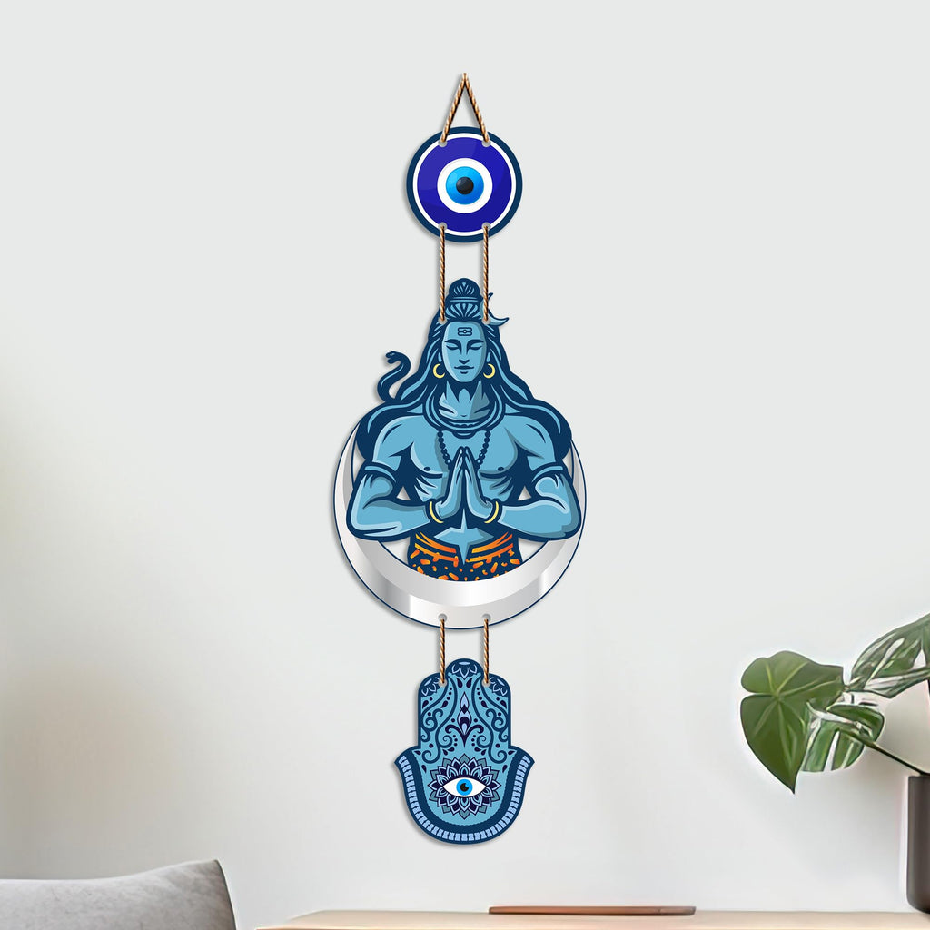 Artvibes Lord Shiva Namaste Evil Eye Wall Hanging for Home Entrance | Spiritual MDF Wall Decor | Vastu Decorative Art for Living Room | Temple & Office | Gift Item (WH_8589N)