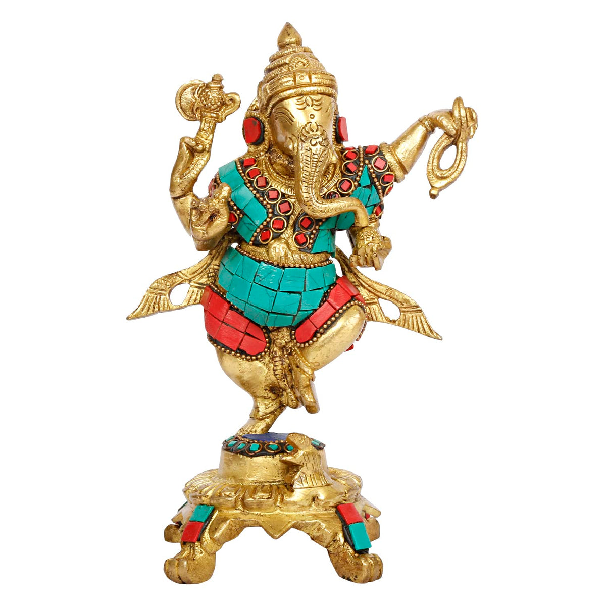 Svarup Brass Dancing Ganesha Idol Ganesha Statue Ganpati Murti for Home Entrance Decor Height 8 Inch