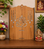 EXPRO Wooden Om & Ganesha Classic Cut Mandir with Drawer for Home Temple