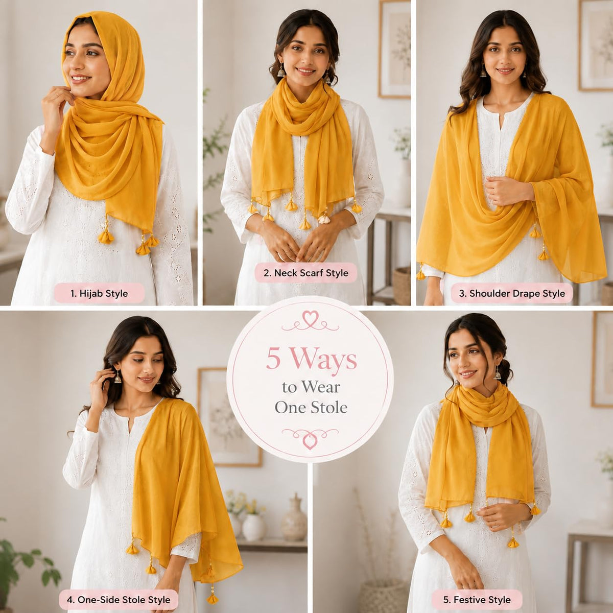 Women’s Chiffon Scarf Soft Lightweight Premium Stoles for Girls & Women | Stylish Modest Wear Dupatta for Daily & Party Use (Mustard)