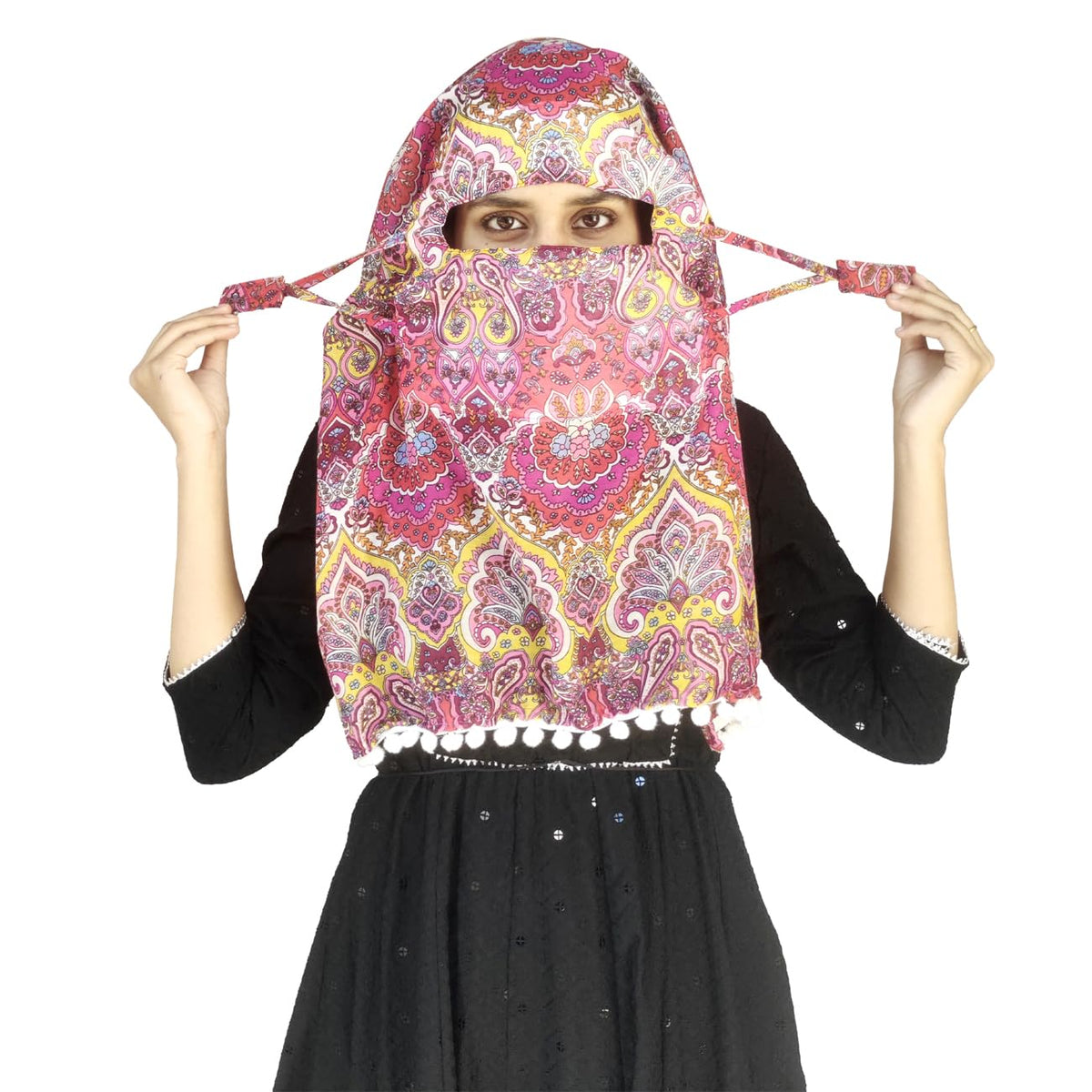 Switchon Cotton Innovative scarf Hijab with adjustable closer hook and loop tape (Multi1) for 12 years and above