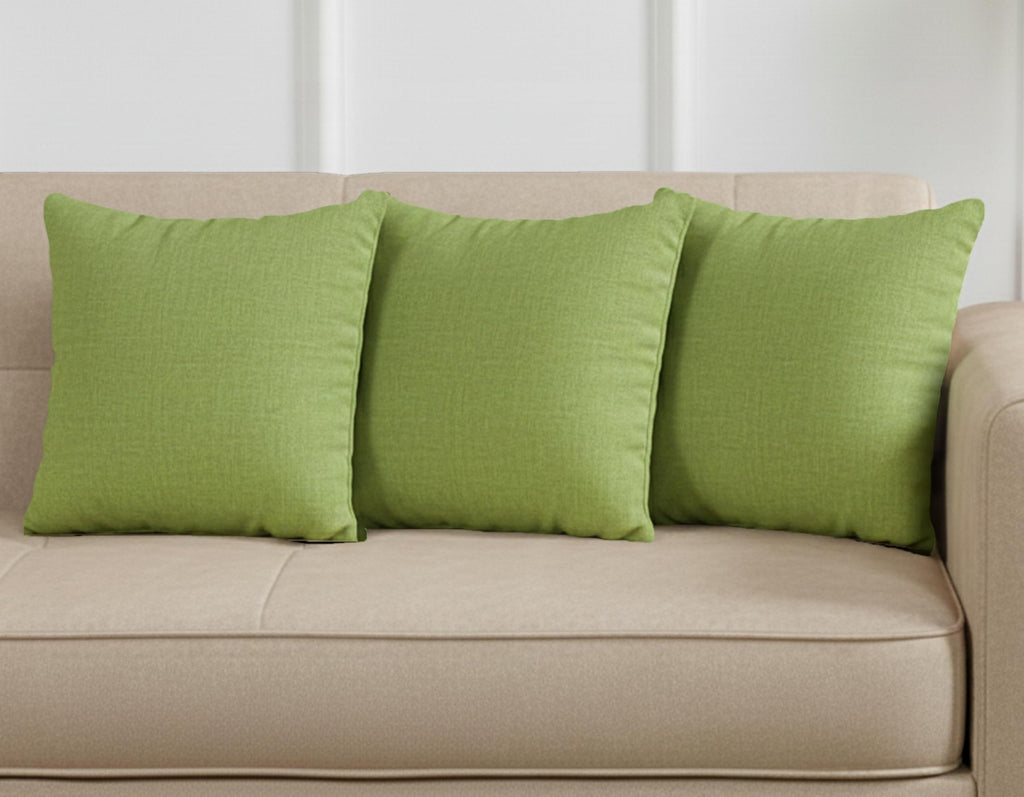 Yellow Weaves Cotton Canvas Decorative Cushion Covers, (16 X 16 Inches), Set of 3, Olive Green