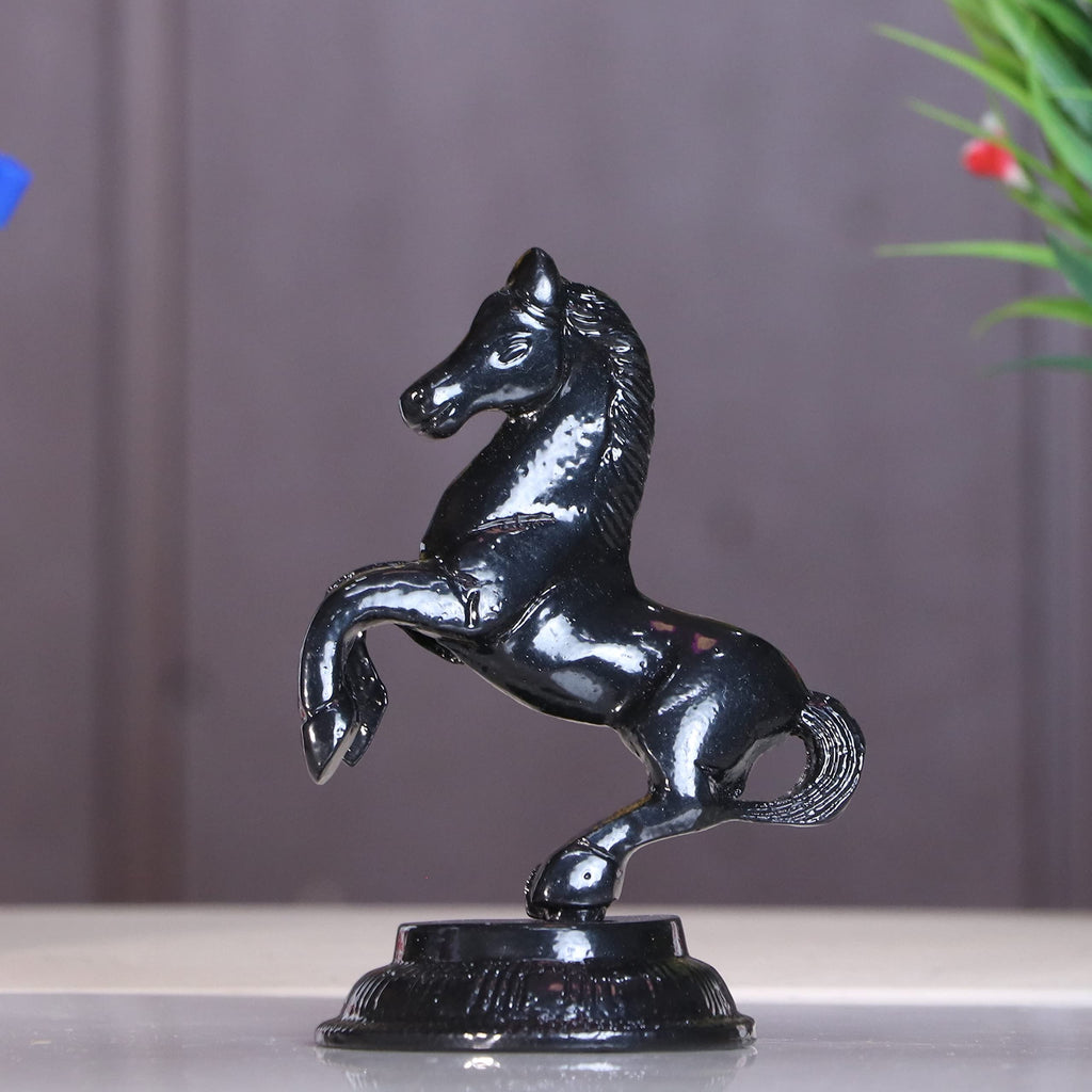KridayKraft Jumping Horse Metal Statue for Wealth Table Top Figurine for Living Room Bedroom Home Office Animal Decorative Showpiece Feng Shui Vanstu Sculpture for Gift Purpose. (Black)