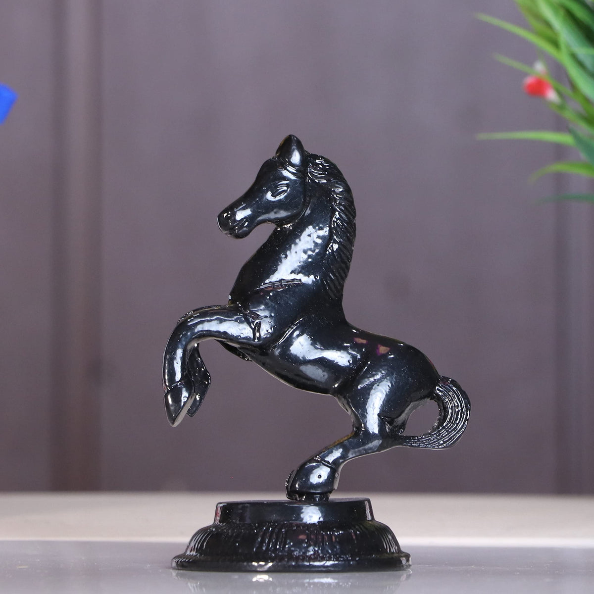 KridayKraft Jumping Horse Metal Statue for Wealth Table Top Figurine for Living Room Bedroom Home Office Animal Decorative Showpiece Feng Shui Vanstu Sculpture for Gift Purpose. (Black)