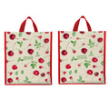 DOUBLE R BAGS Unisex Big Eco Cotton Canvas Shopping Bag for Grocery, Milk, Fruits & Vegetables | Reusable Jhola Tote with Reinforced Handles | Cherry Print, 34x9.5x39.5 cm, 1 Compartment (Pack of 2)