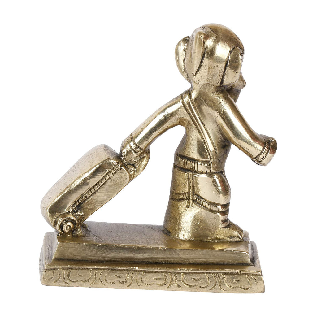 ARTVARKO Brass Ganesha Travelling Ganesh with Suitcase Bag Idol Statue (3.5x4 Inch Gold)