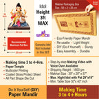 Shree SPACE RM2 Big Ram Mandir Makhar Paper Decoration Kit | DIY Eco-Friendly 3D Temple | for Ganesh Jayanti | Ganesh Puja | Maghi Ganeshotsav | Idol Height 36 Inch (3ft) Max | Making Time 3-4+ Hrs