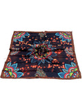 leeza store Women's Dark Navy Blue Silk Scarf For Women – 40X40 Mandala Floral Digital Print, Elegant Soft Satin Wrap, Stylish Neck & Head Accessory