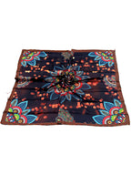 leeza store Women's Dark Navy Blue Silk Scarf For Women – 40X40 Mandala Floral Digital Print, Elegant Soft Satin Wrap, Stylish Neck & Head Accessory