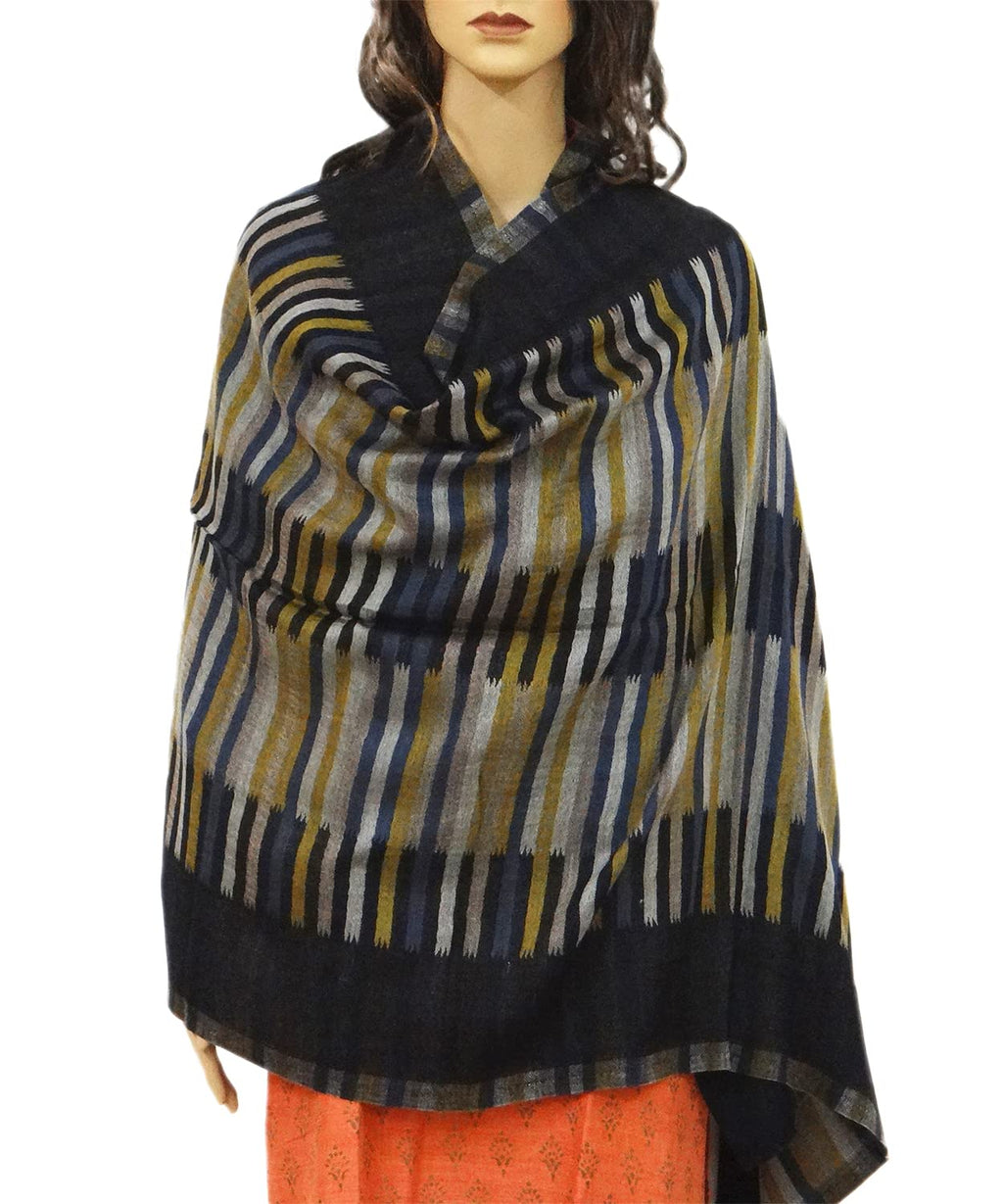 ONE ECHELON Cashmere Scarf Stole for Women Men | Large Wrap Shawl in Two-Toned Reversible Block Stripes (Black)