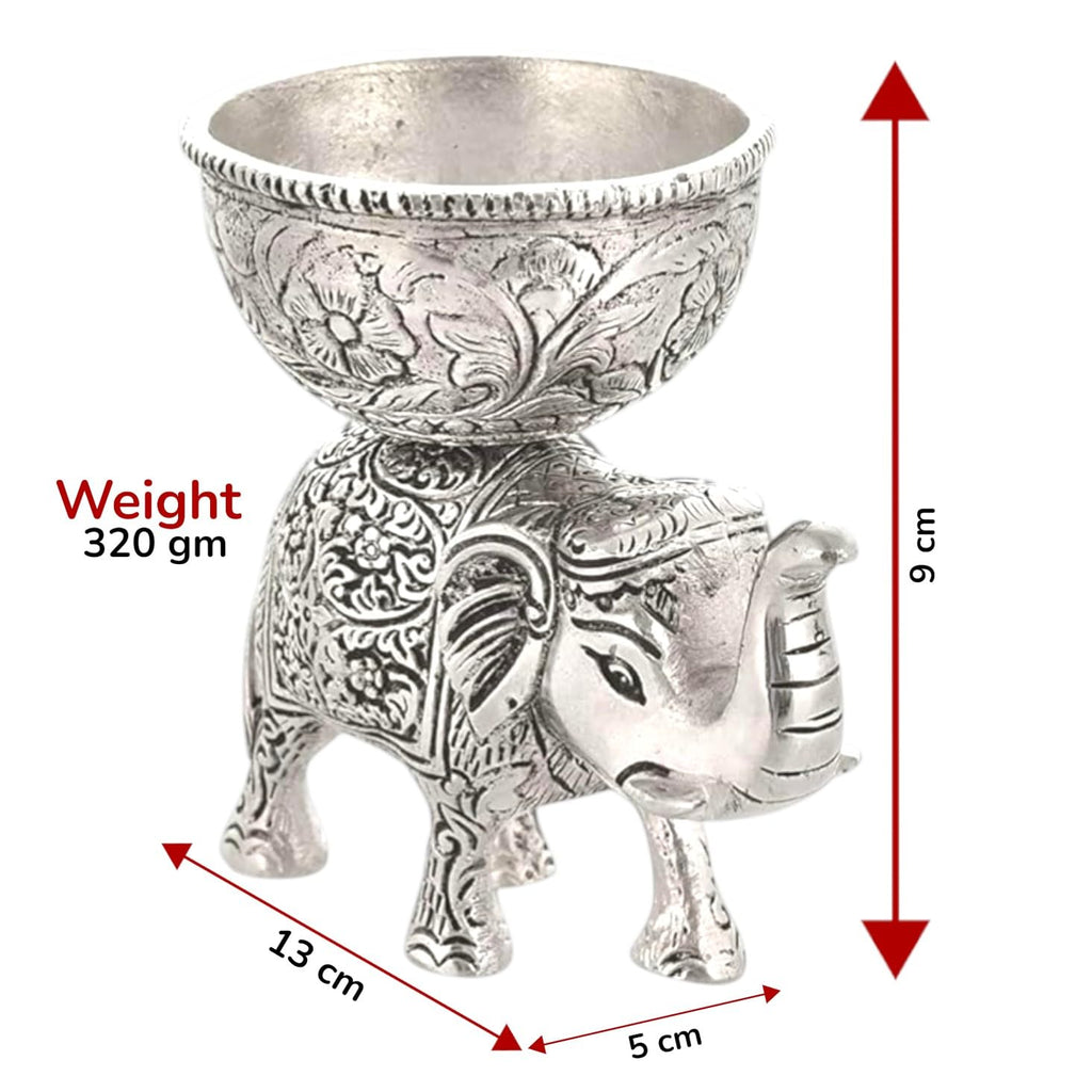 KridayKraft Metal Elephant Dry Fruit Bowl Showpiece Silver Polish for Your Home,Office Table Decorative,Elephant Showpiece Bowl Set (2 Pcs) for Gift,Animal Figurines...