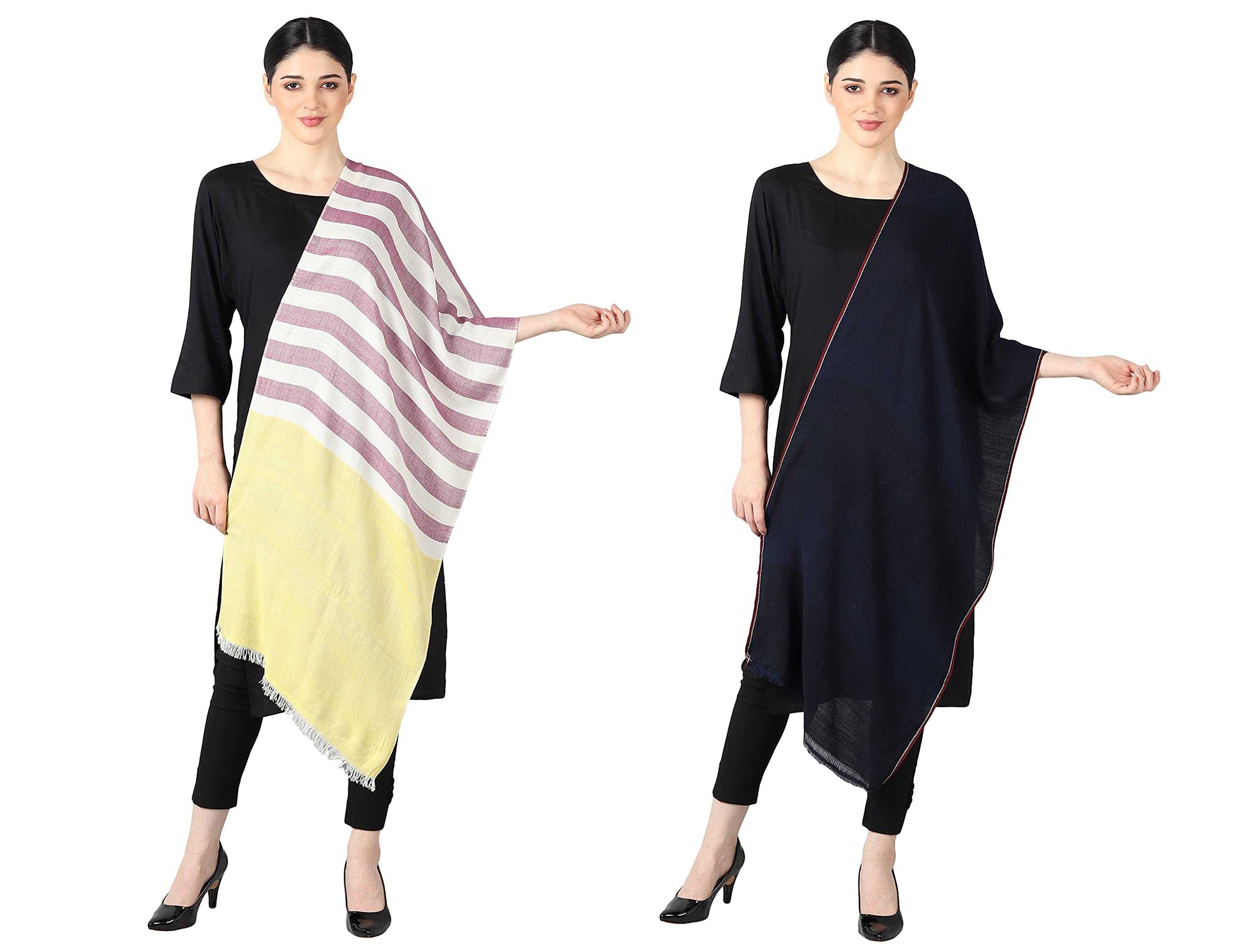 Flyer Women's Stole/Scarf Colour- Yellow & Purple AND Blue Soft Viscose Ethnic Scarves Pack Of 2 ST-08-ST-09 For Female