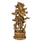 ARTVARKO Brass Lord Krishna Idol Murti Statue for Temple Home Office Gifts (12 inches)