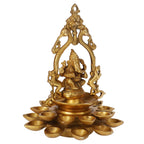SVARUP Brass Lord Ganesh Idol with Multi Diya: Home Entrance Decor, Diwali Gift