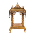 SVARUP Brass Big Temple Mandir Handcrafted Mandir with Hanging Bells for Gods Pooja Home Decor Entrance Height 21 Inch